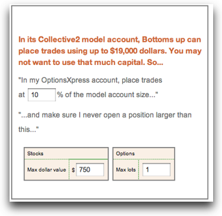 Specify the size of the trades you want to place